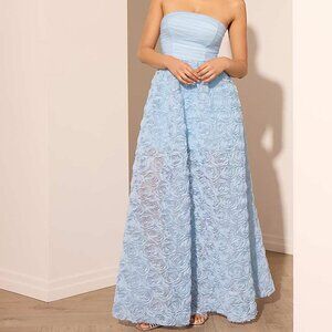 Le Chateau Light Blue 3D Rose Tulle Dress (XS/TP)